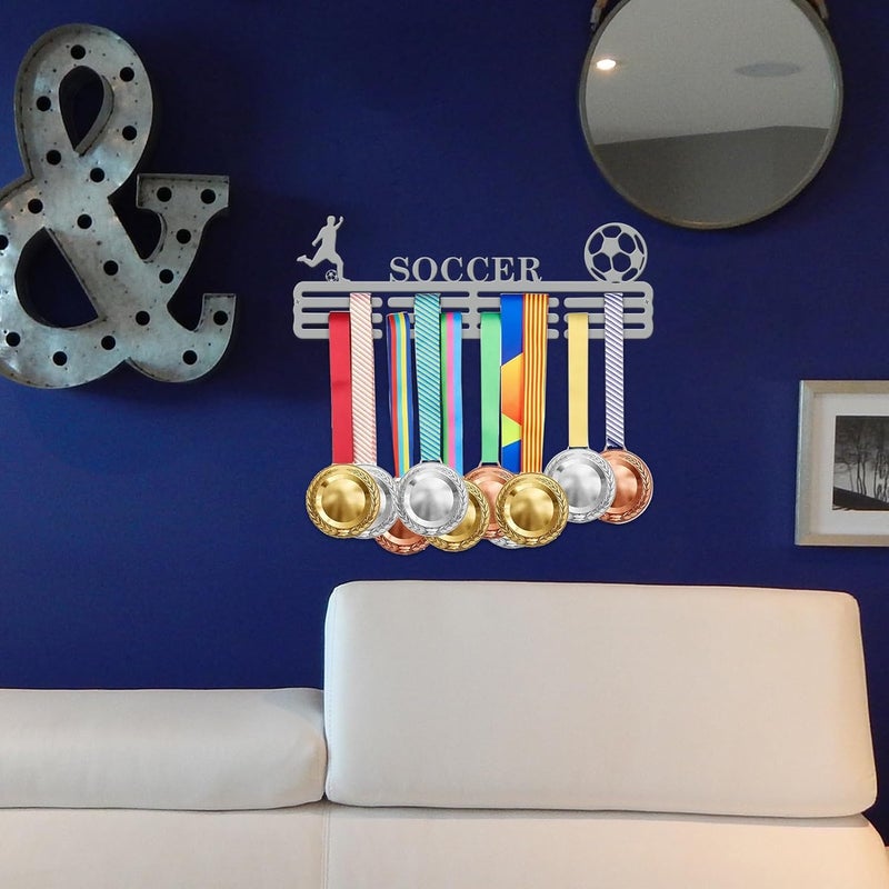 Resama Medal Hanger Holder Display Wall Rack Frame Shelf-Medal Hanger Awards Ribbon Soccer,Gymnastics,Holder Display Rack for 60 Medals - Image 1
